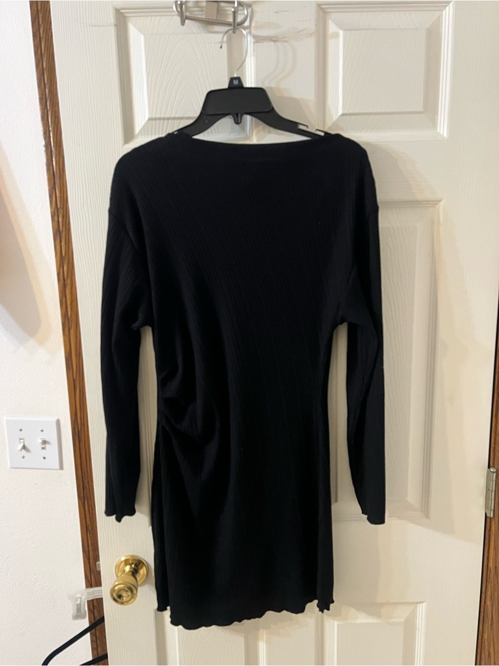H&M Black Ribbed Long-Sleeve Mini Dress